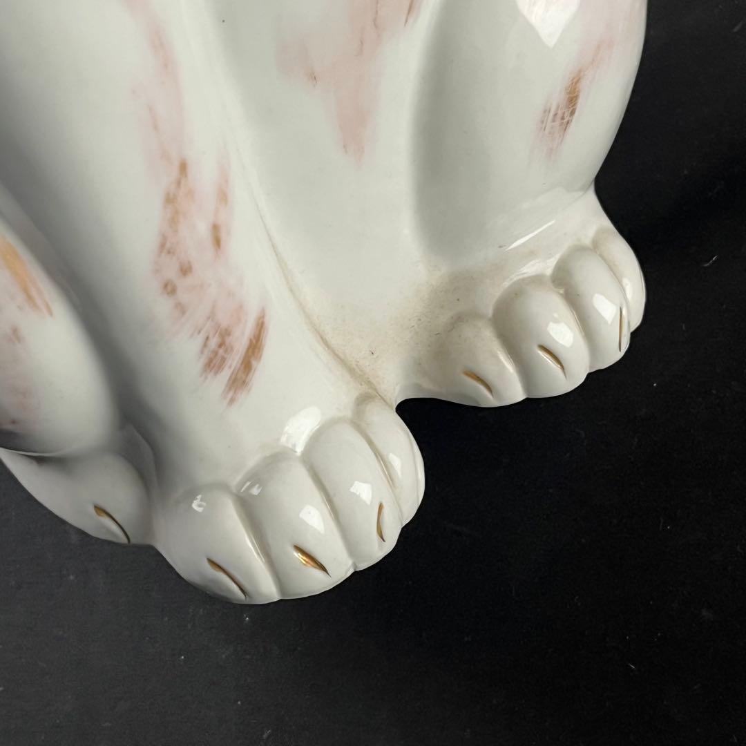 明治　九谷焼　招き猫　陶器　置物　31センチ　作家物