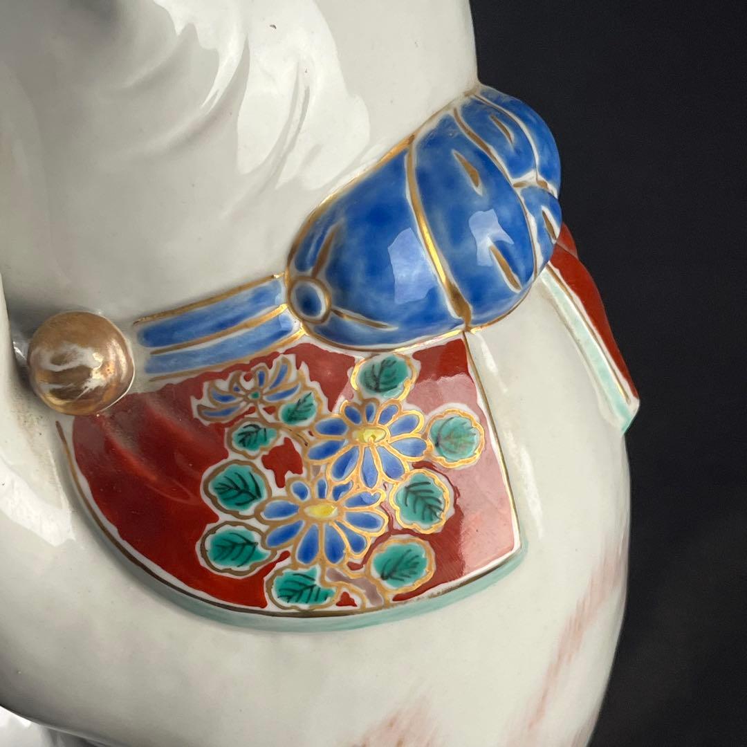 明治　九谷焼　招き猫　陶器　置物　31センチ　作家物