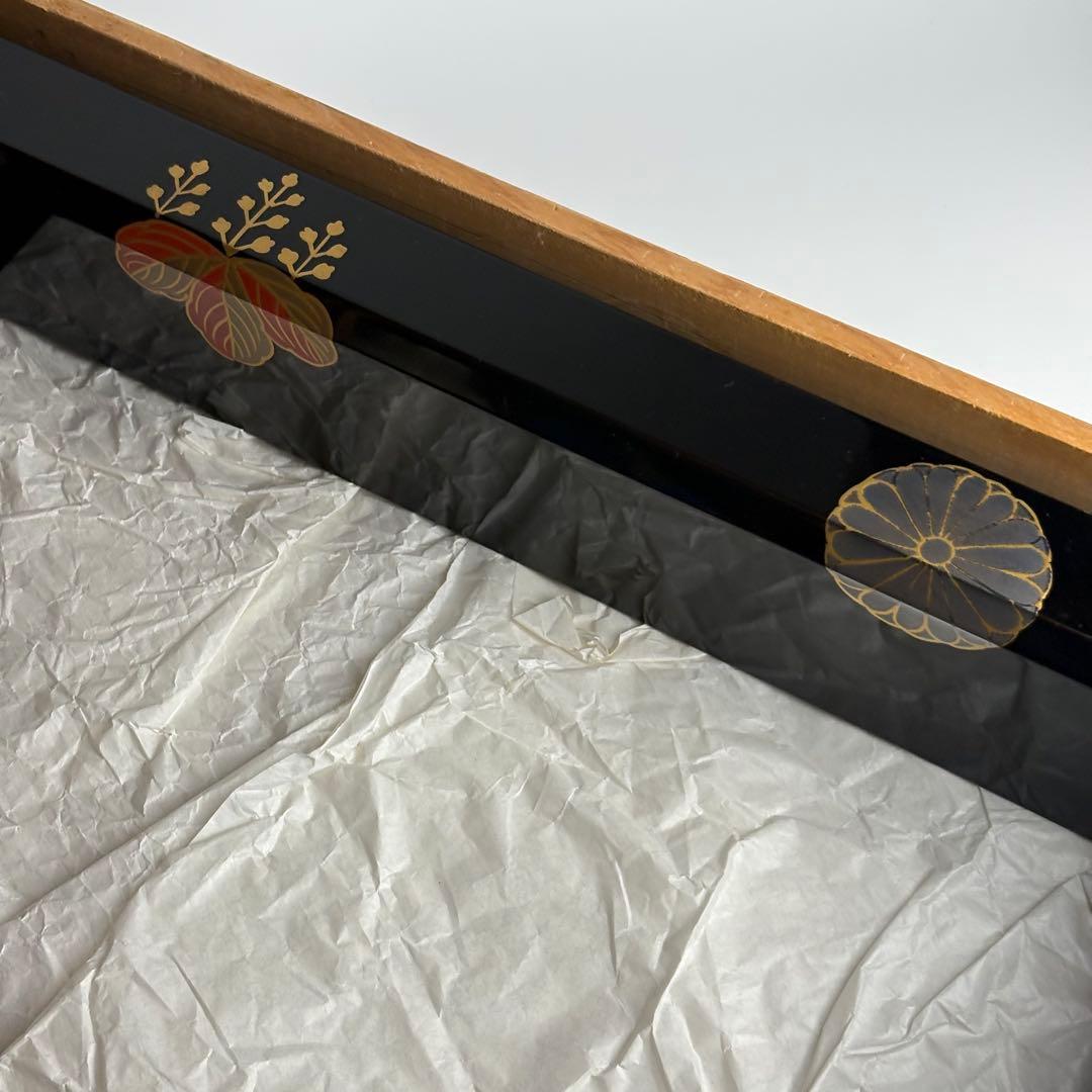 塗師 道場宗廣 菊桐蒔絵 炉縁 共箱 山中塗 木製漆器 茶道