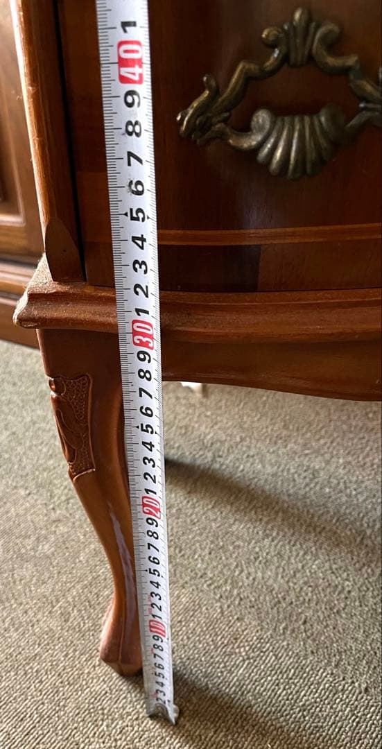 イタリア製　象嵌細工装飾　猫脚　ウッドチェスト 5段