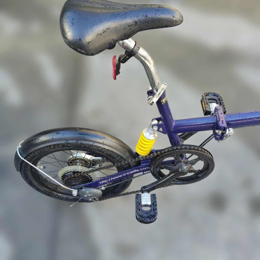 折りたたみ自転車 パープル 前面バスケット付き