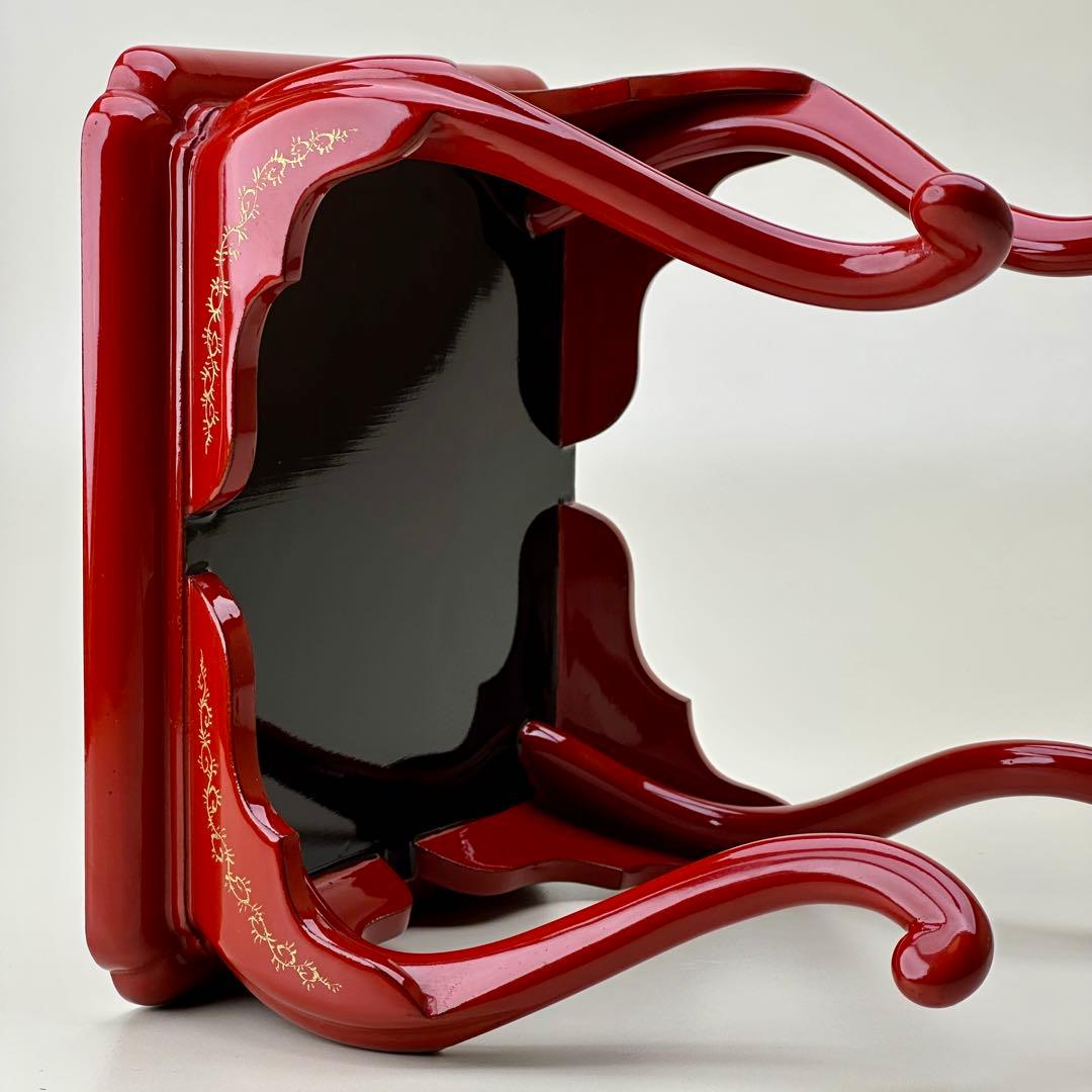 江戸期　朱漆脚付お膳台・供物台　元治元年箱書 骨董品　アンティーク