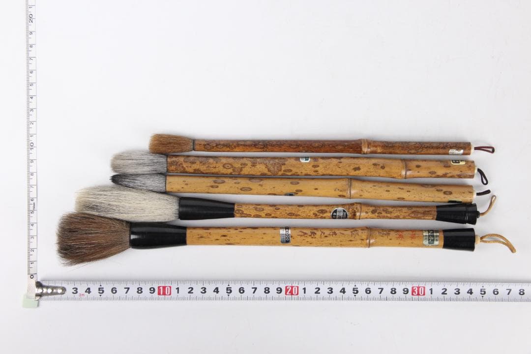 博文堂製 書道筆 斑竹柄 まとめて 大中小セット 高級筆 書道具 FJ11-28