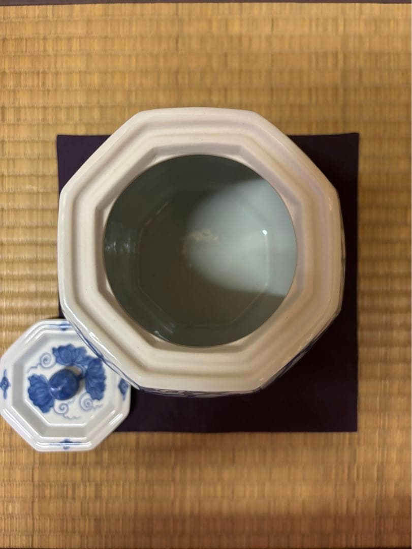 西村徳泉　染付　葡萄棚　水指　京焼