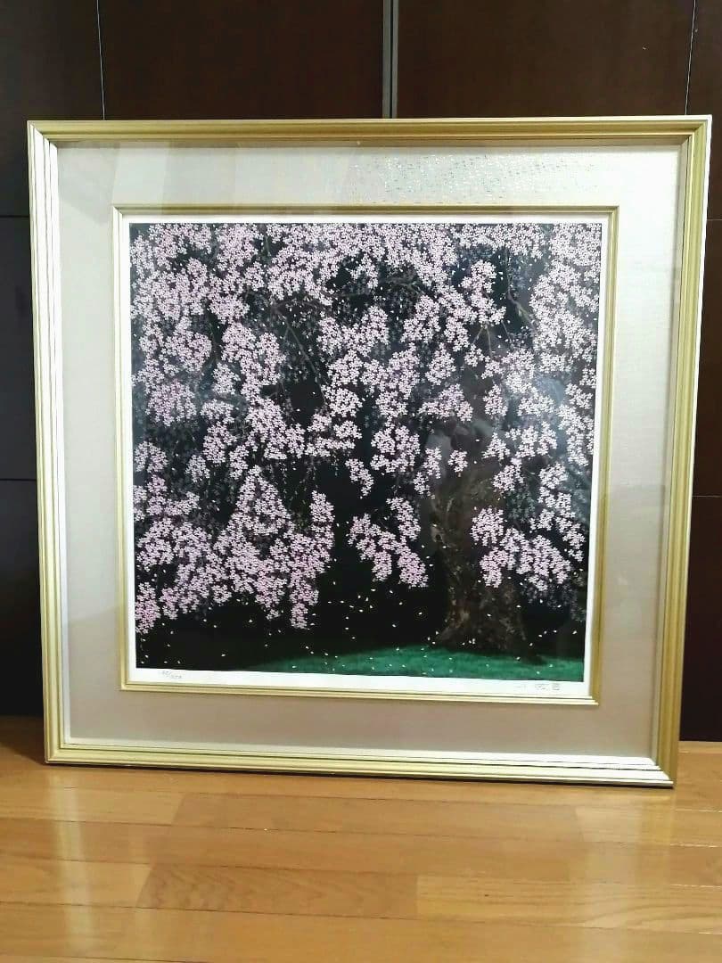 中島千波 「桜花春宵」リトグラフ　版画　桜　日本画　限定