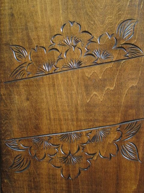 長野県 伝統工芸品 軽井沢彫り 桜 彫刻 5杯抽斗 箪笥/チェスト/整理タンス