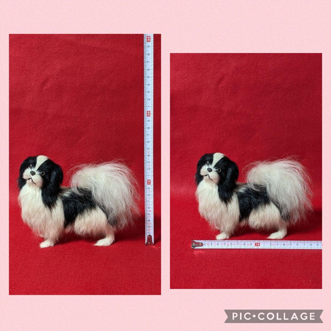 昭和レトロ　狆(ちん)リアルファー　犬置物　アンティークドールのお持たせにも♡