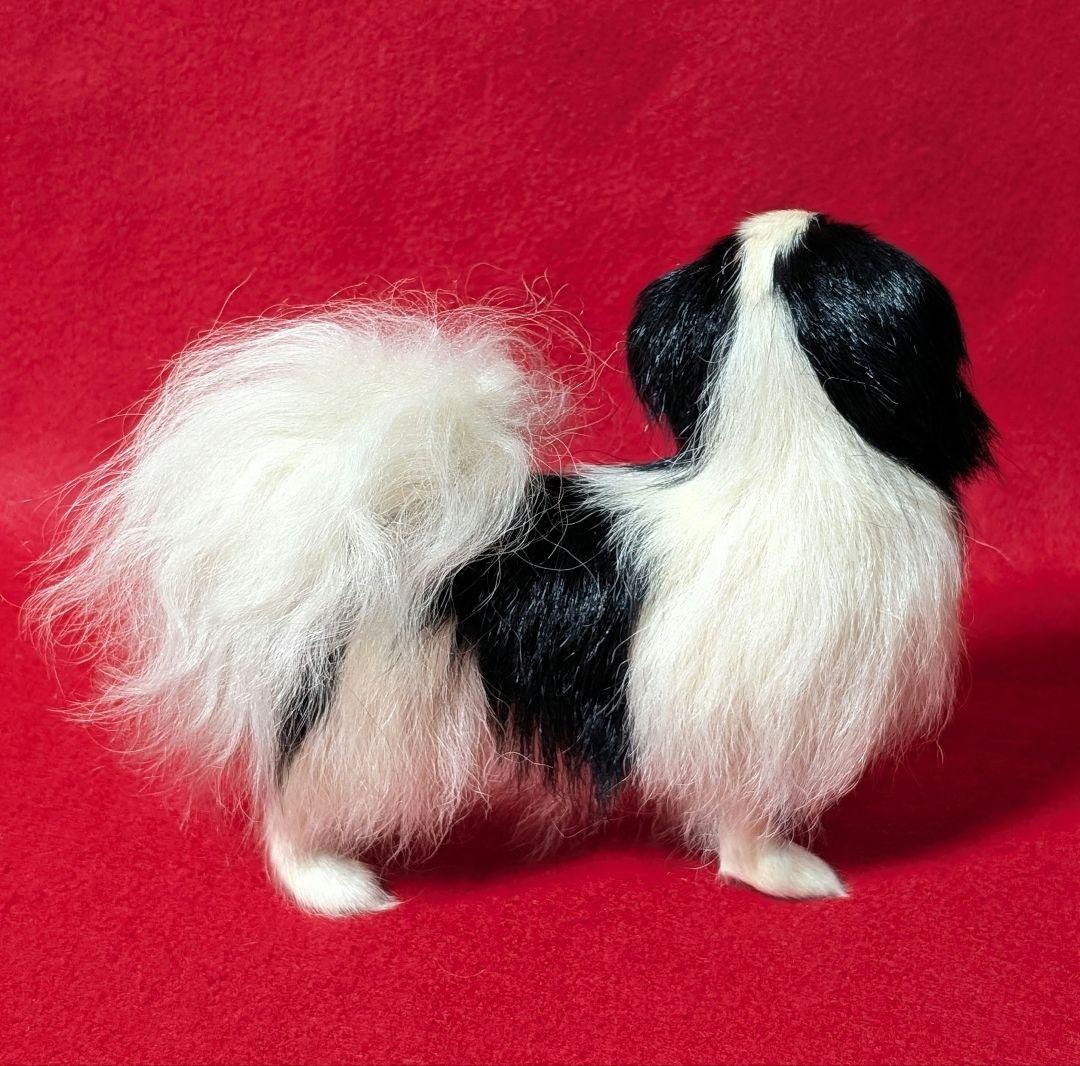 昭和レトロ　狆(ちん)リアルファー　犬置物　アンティークドールのお持たせにも♡