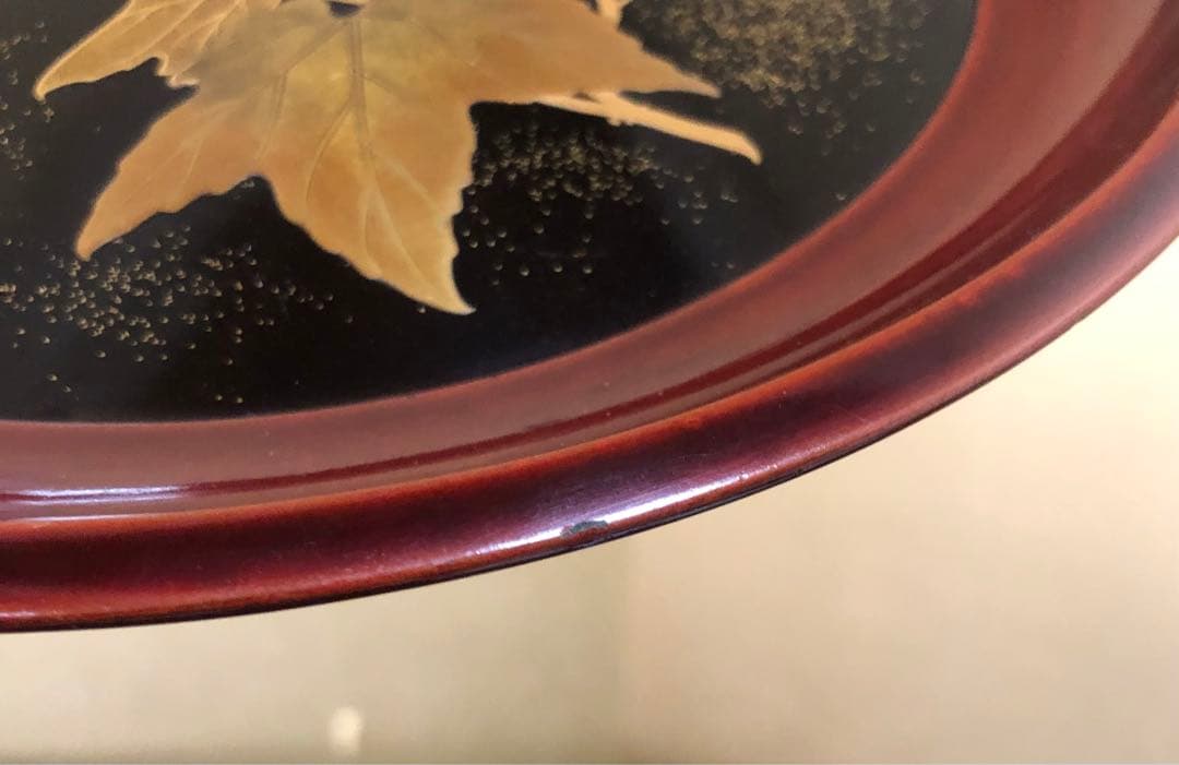 《R》蒔絵 丸盆 菓子盆4客 木製漆器 木箱　260128く2