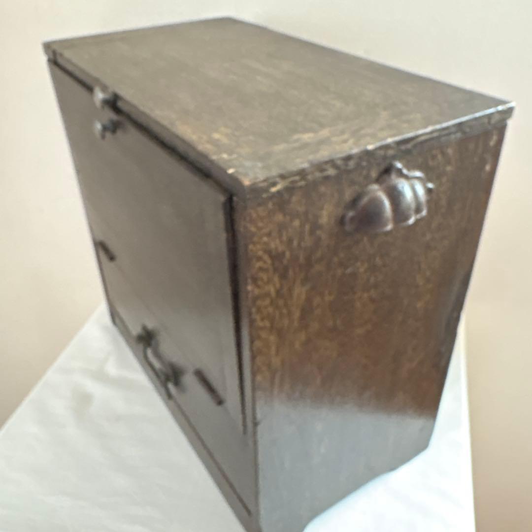 昭和レトロ 木製裁縫箱 ソーイングボックス 連動式 引き出し付き 古道具