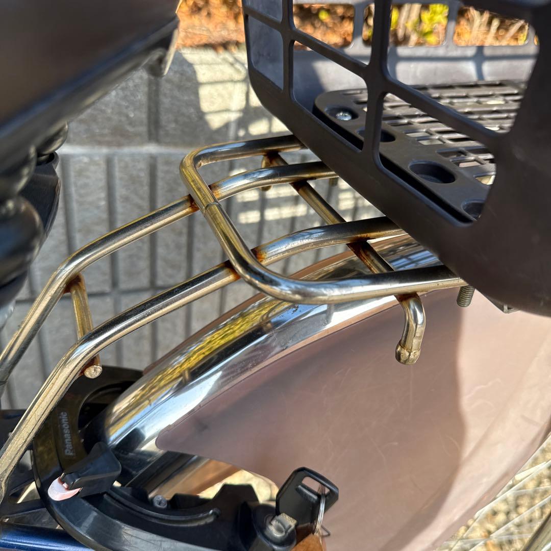 パナソニック 26インチ 電動アシスト, シティタイプ 青色 前後バスケット付き