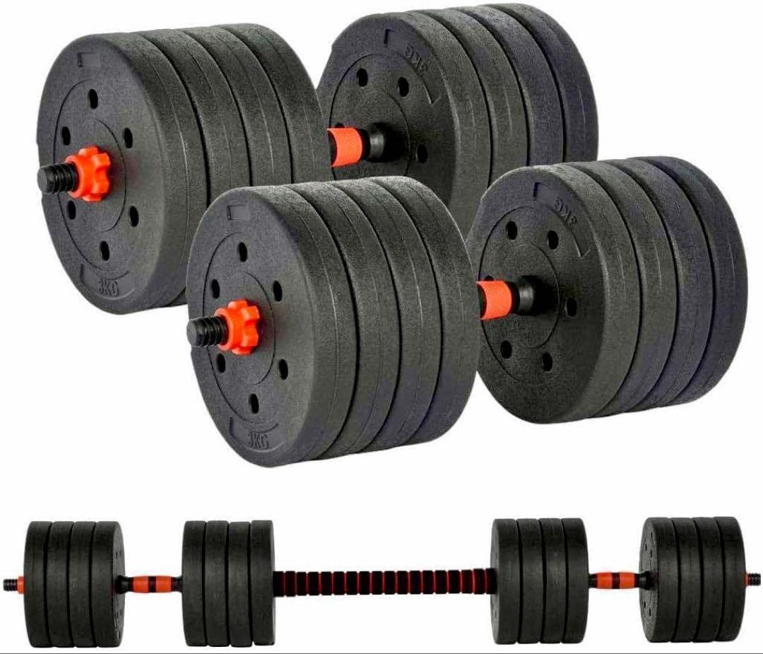 合計50kg／バーベルにもなるダンベル 可変式プレート｜25kg×2個セットa6