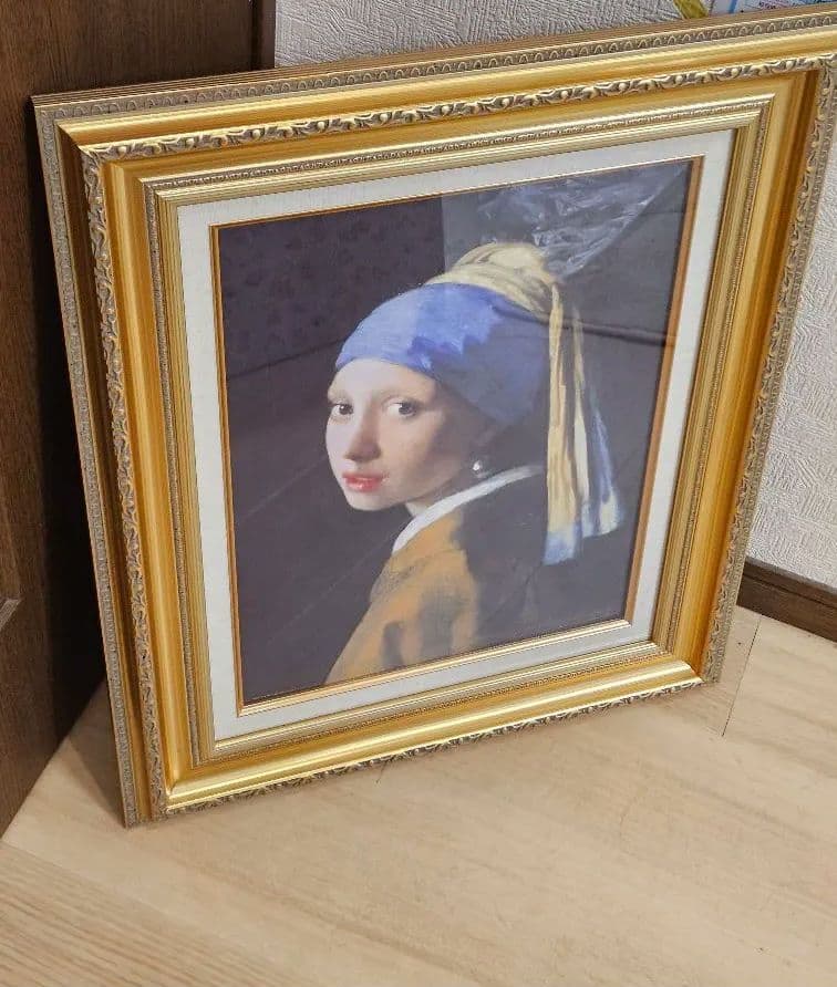 真珠の耳飾りの少女 バロック絵画 フェルメール複製画 外枠58x47.5cm