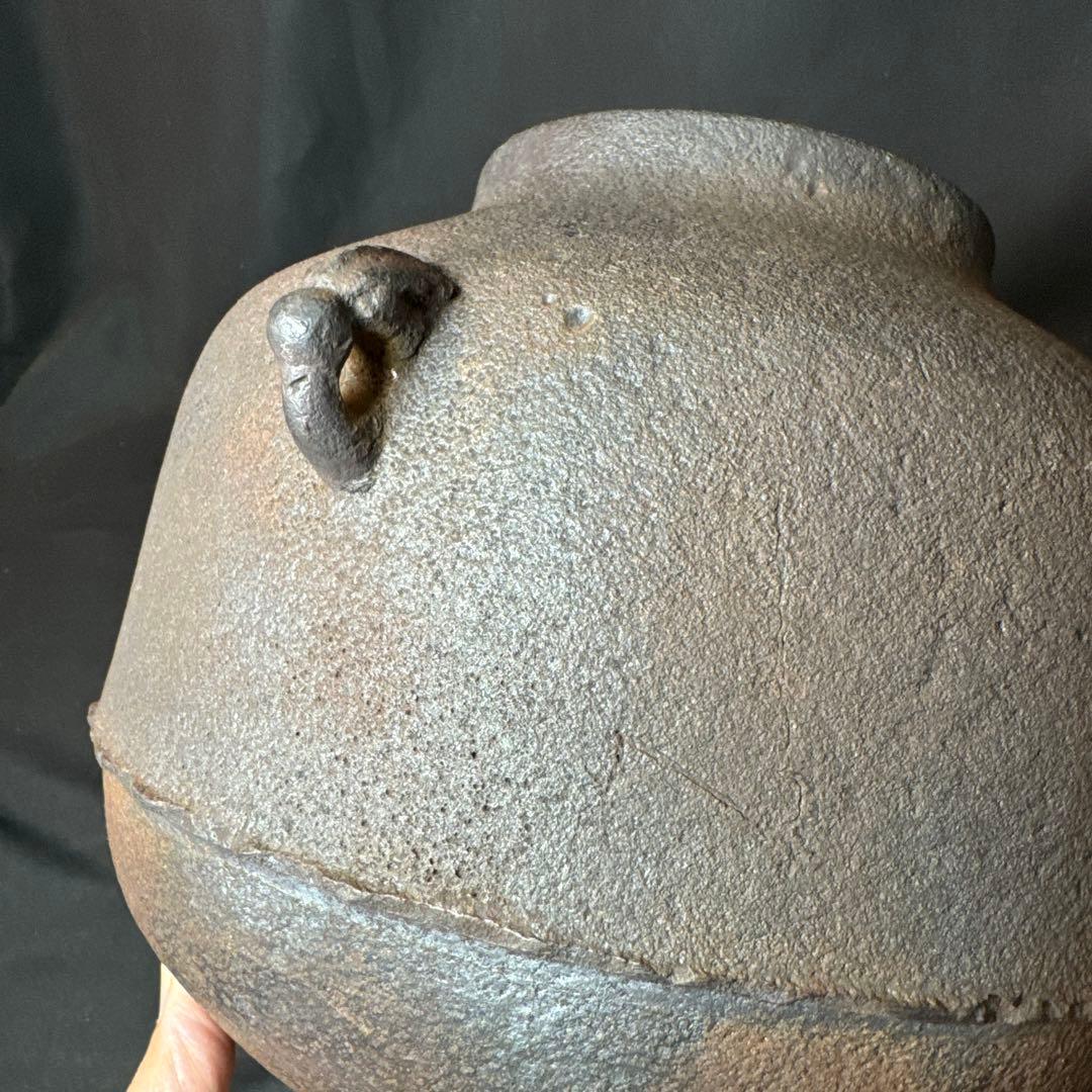 Ｆ42 送料無料　茶釜　阿弥陀堂釜　茶道　共箱　釜鐶　茶道具　金属工芸