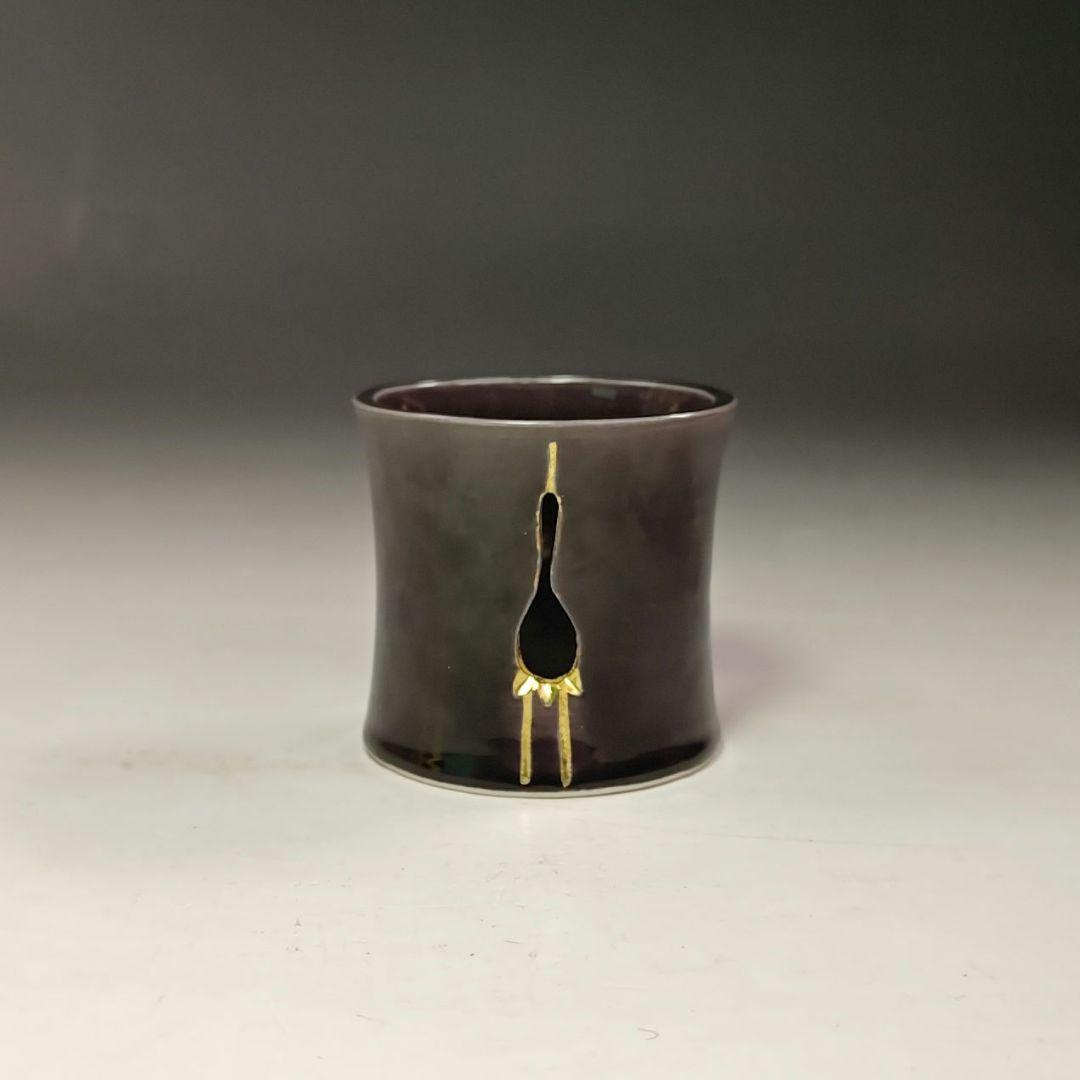 イ685 蓋置『中村翠嵐』『紫交趾　立鶴　蓋置　共箱』茶道具