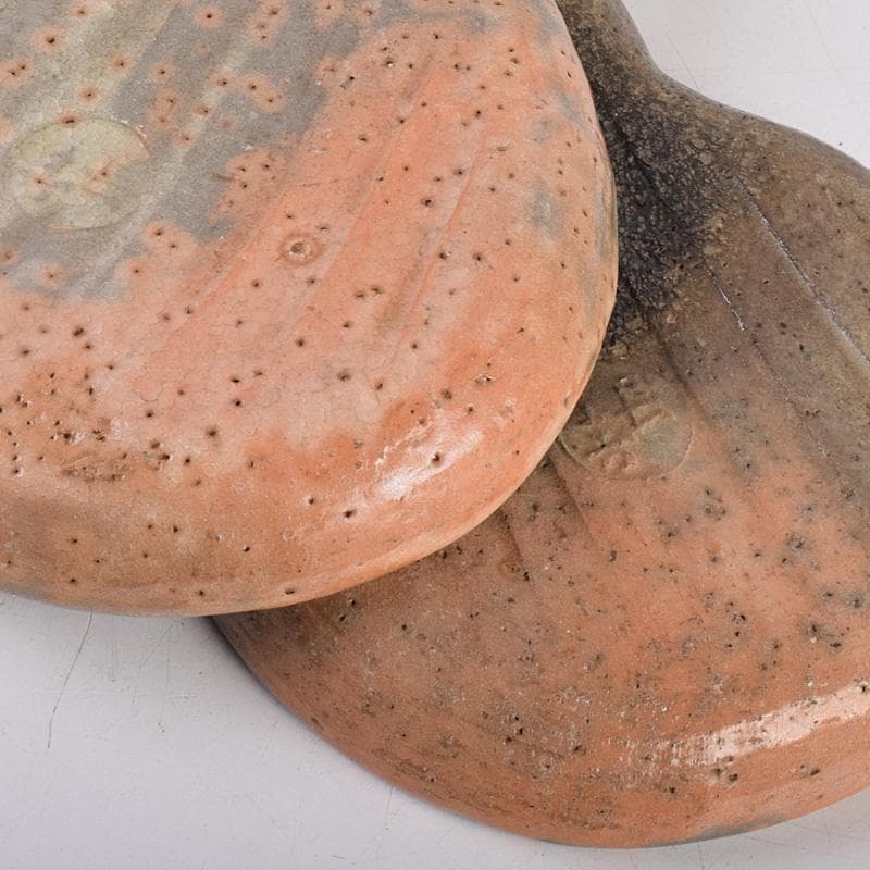 大樋焼　瓢式向皿　銘々皿　五客　在銘　時代箱付　V　R8991