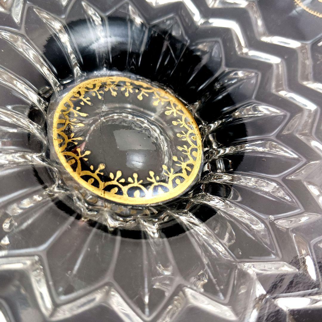 Y427 時代古作 金彩 ガラス コンポート 果物皿 直径20.5㎝ 木箱付　G