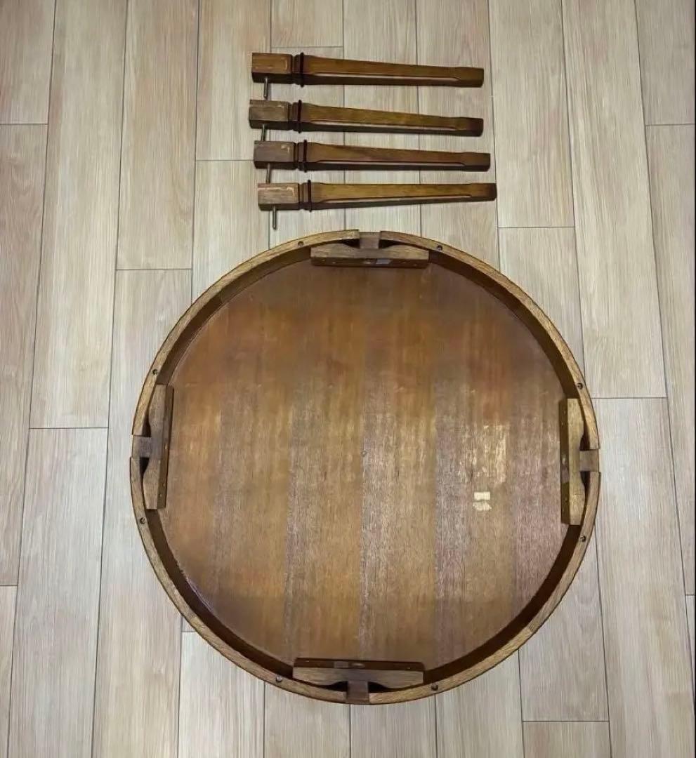 クラシック円形木製テーブル　地中海　円卓　コーヒーテーブル　ラウンドテーブル