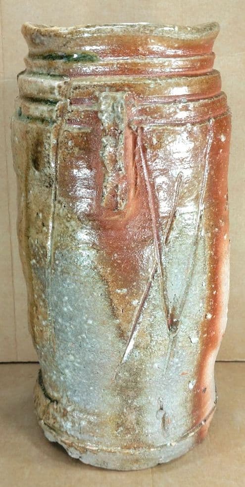 杉本貞光 信楽花入 裏千家十五代 鵬雲斎書付 共箱 美品 寺垣外窯 師:立花大亀