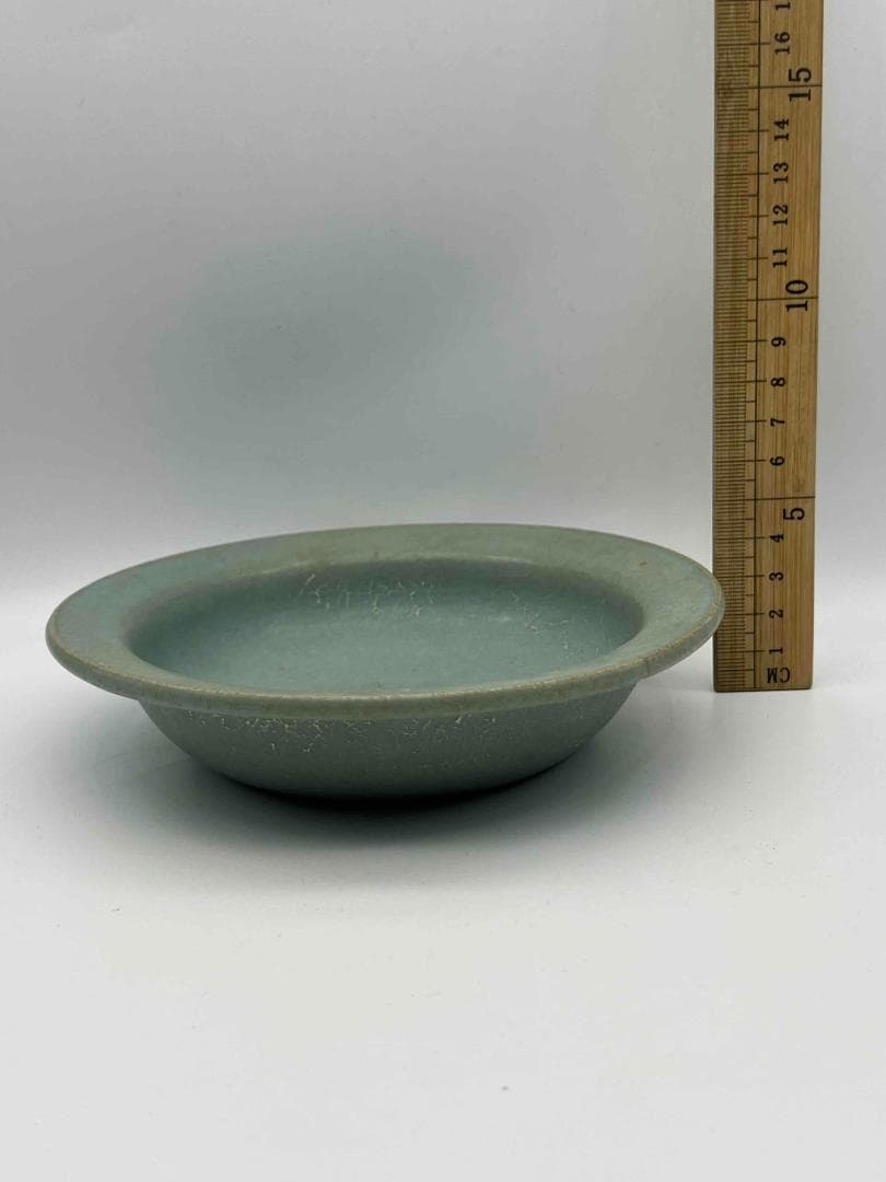 宋時代　青磁　汝官窯碗 三支釘燒盤 郊壇官窯皿 水差し 唐物(B-86)