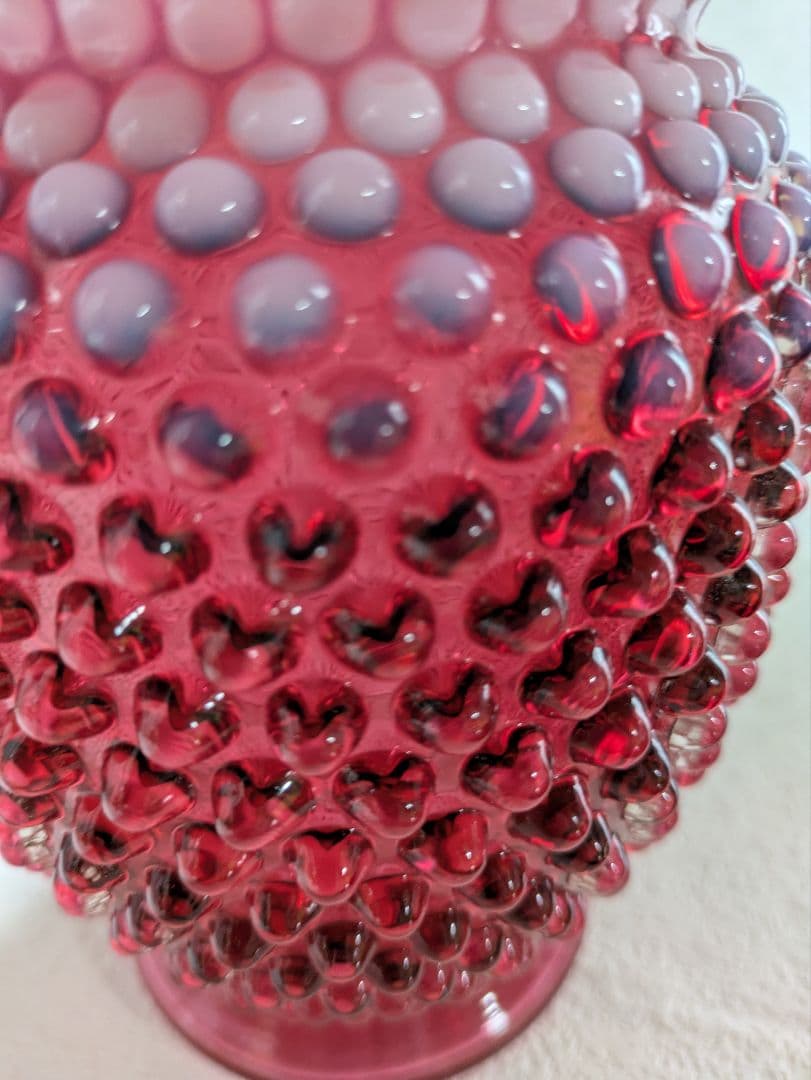 フェントン　クランベリーオパルセント　ホブネイル　フリルエッジ　刻印アリ