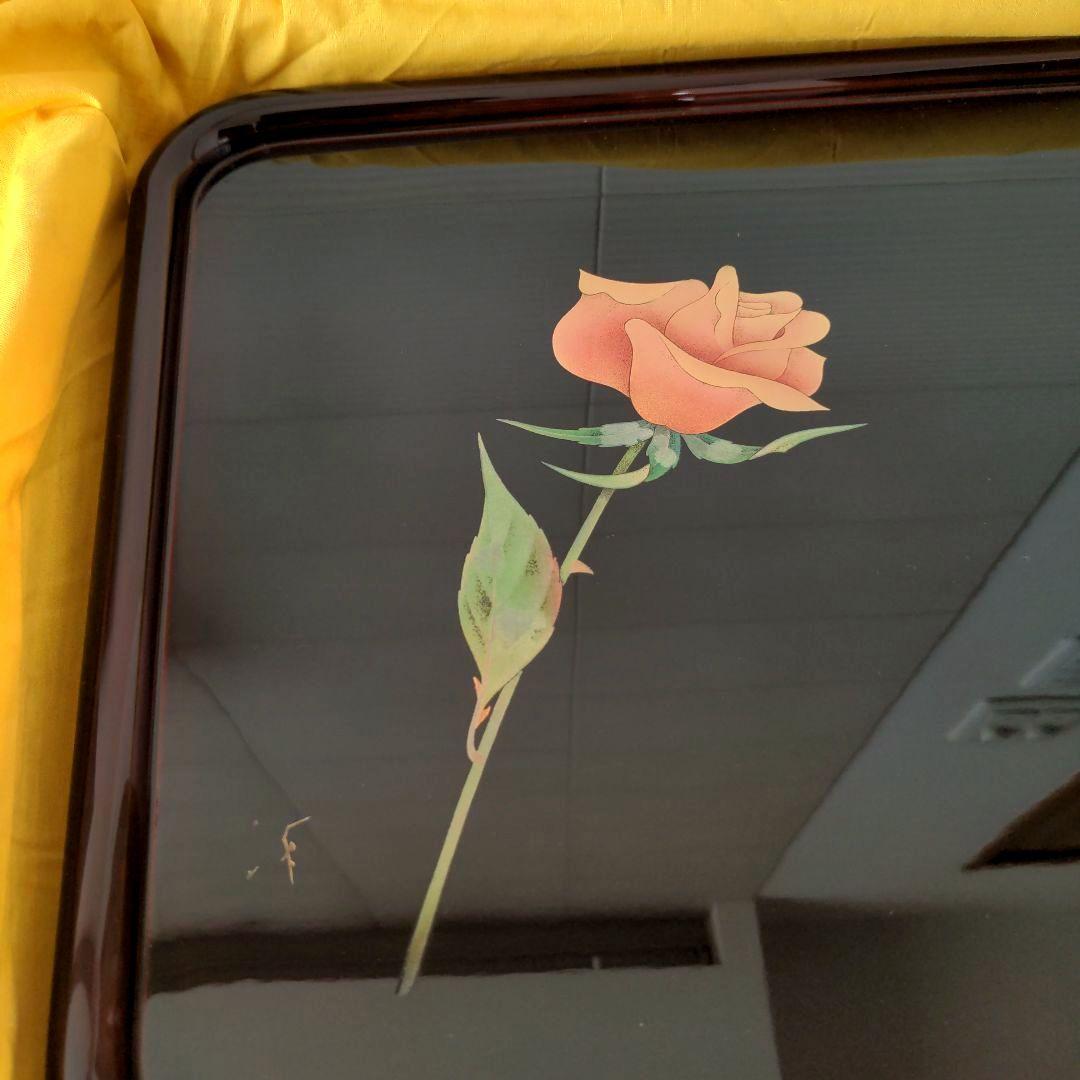 【新品】輪島塗　長手膳　長手盆　漆器 膳 バラのデザイン 木箱付き