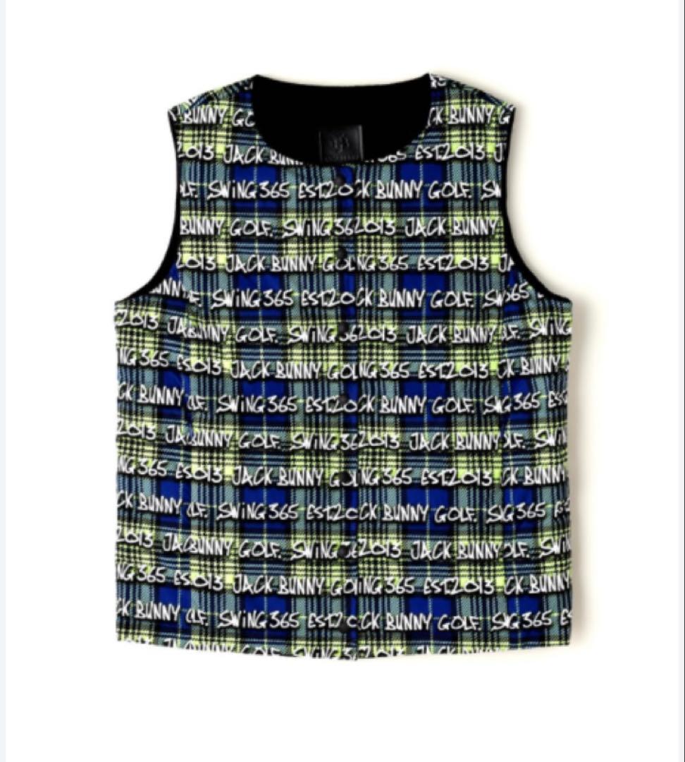 新品 パーリーゲイツ ジャックバニー リバーシブル中綿ベスト(6)LL/ライム