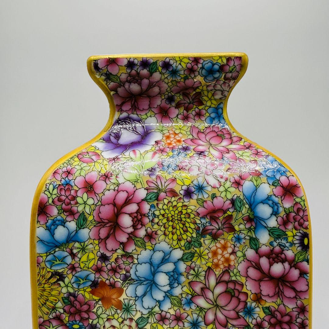 R108 万華彩蒔絵 花瓶（かびん）陶磁器 アンティーク