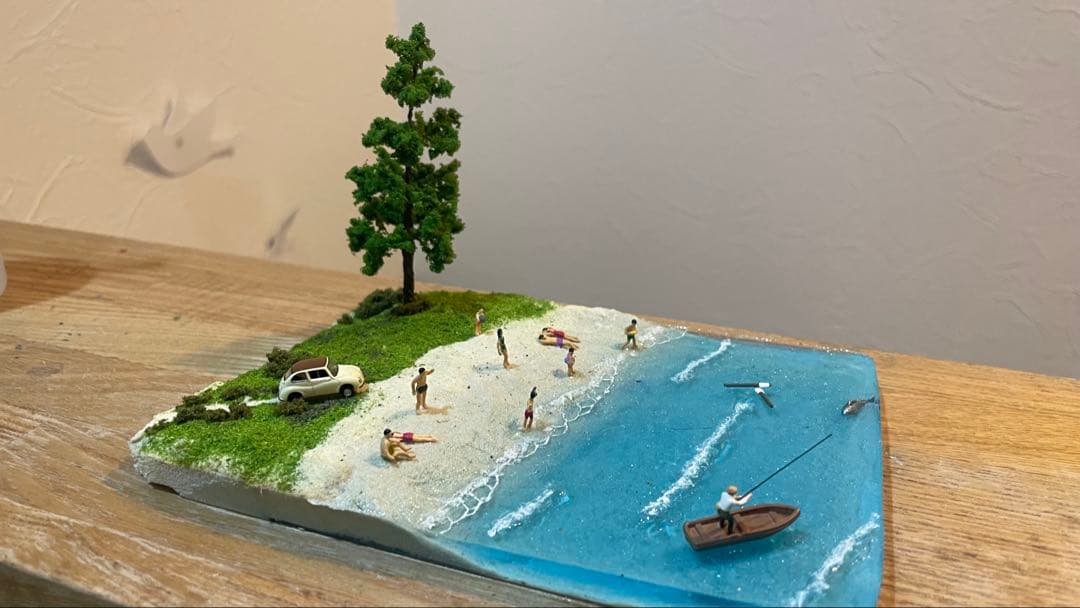 美しい海と砂浜　レジン　ジオラマ