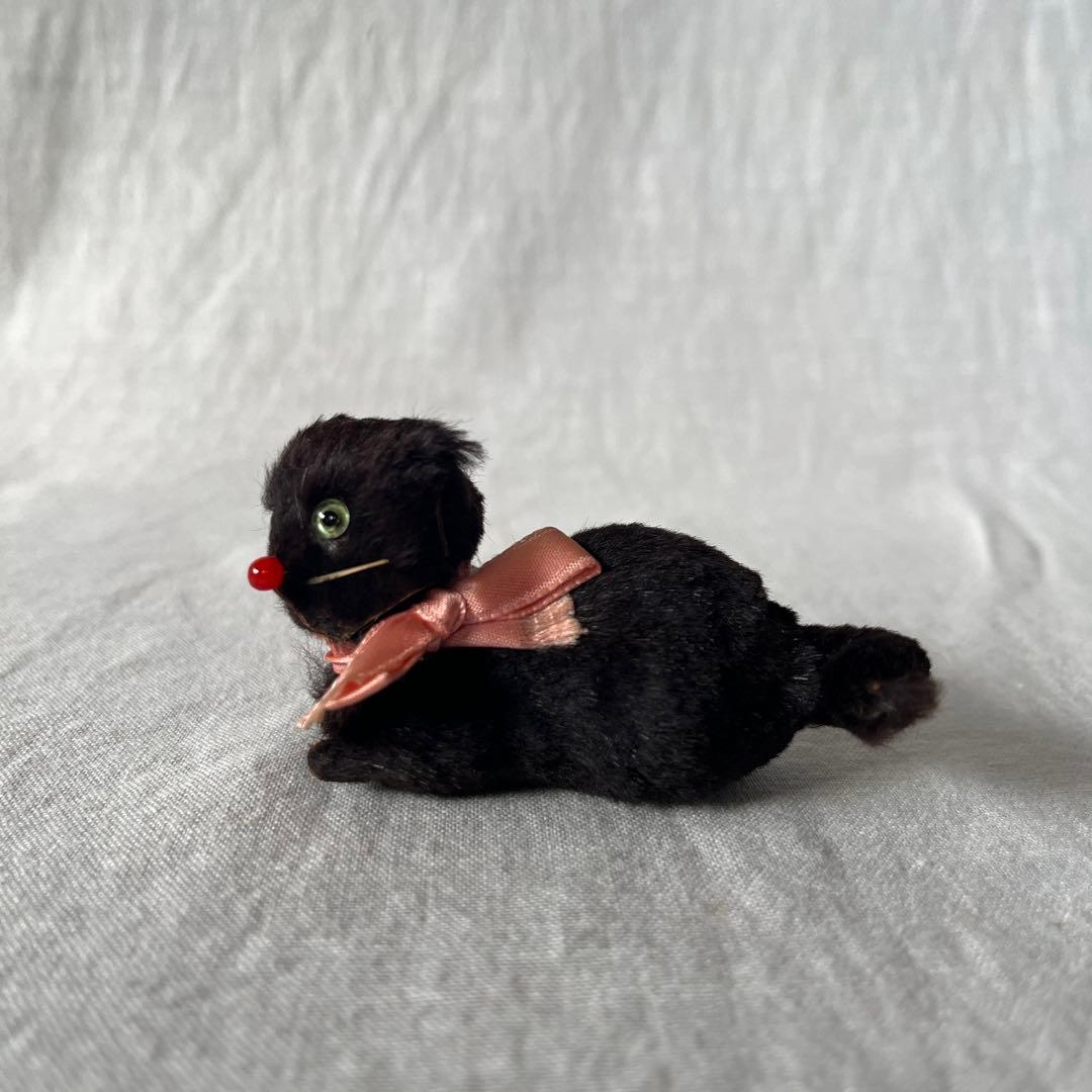 アンティーク　ドイツ　黒ねこ　リアルファー