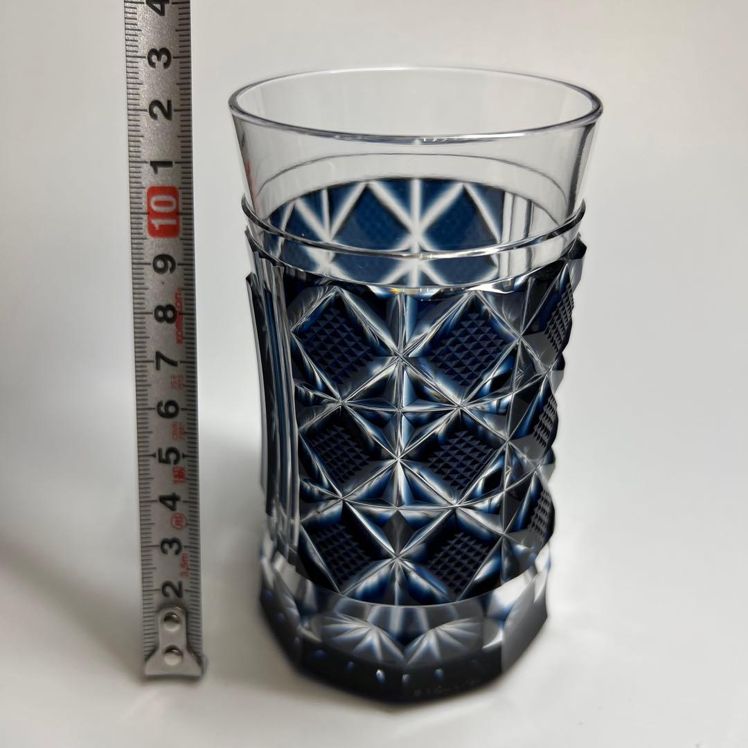 薩摩切子　島津磯斉　色被せ切子ガラス　タンブラーA 共箱　東Y7-1204☆2F