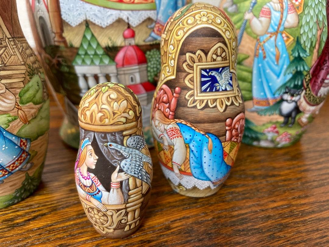 ロシア雑貨☆ロシア民話マトリョーシカ『鷹フィニストの羽根』(5P)オルガ作