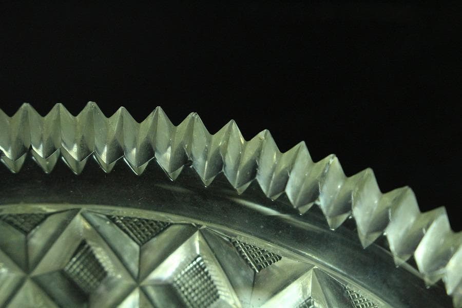 時代 切子 楕円形 鉢 27cmx18.5cm(K-LC671)