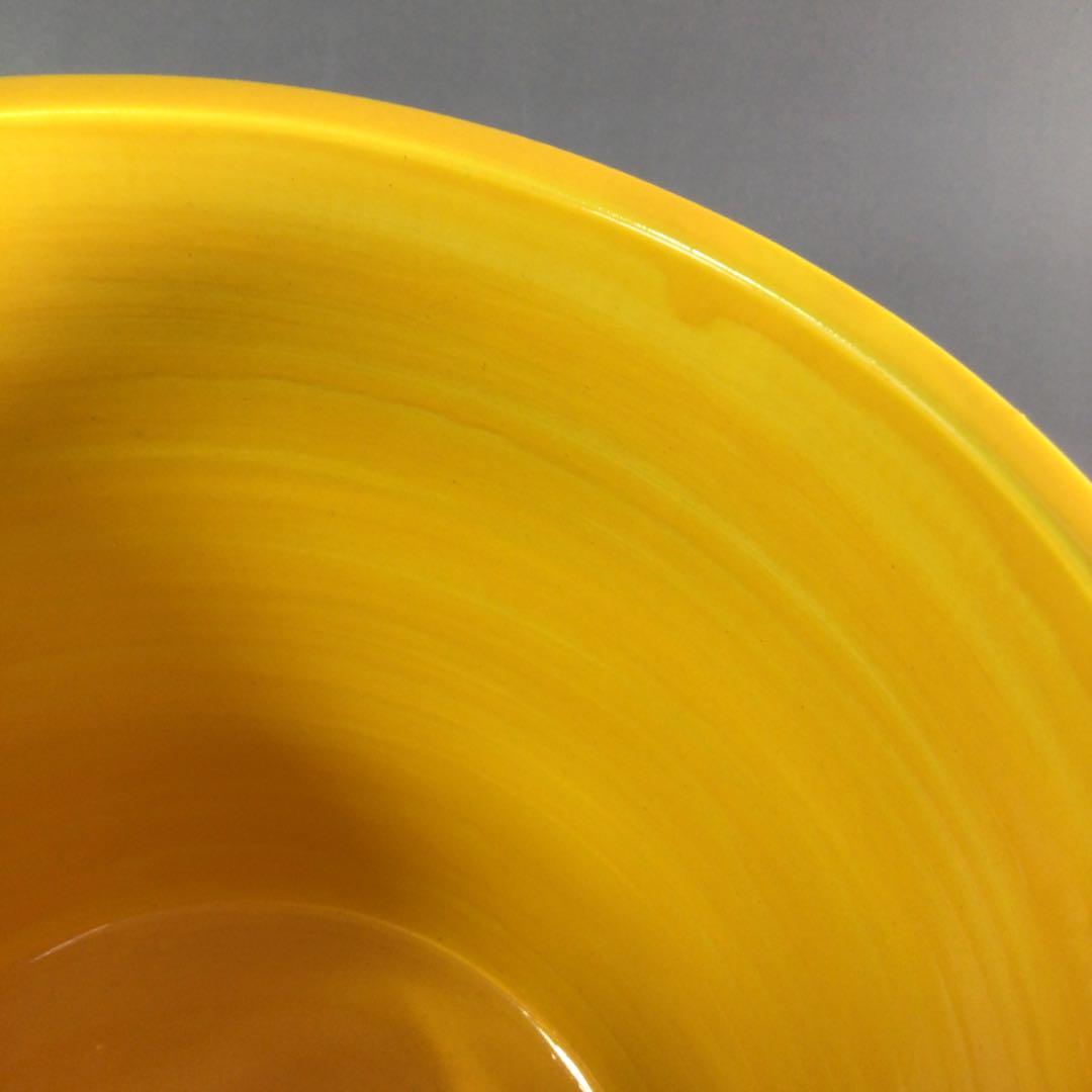 Ｐ９４８　水指　『平安　高野昭阿弥造』『黄交趾』『金彩竹之図』　共箱　茶道具