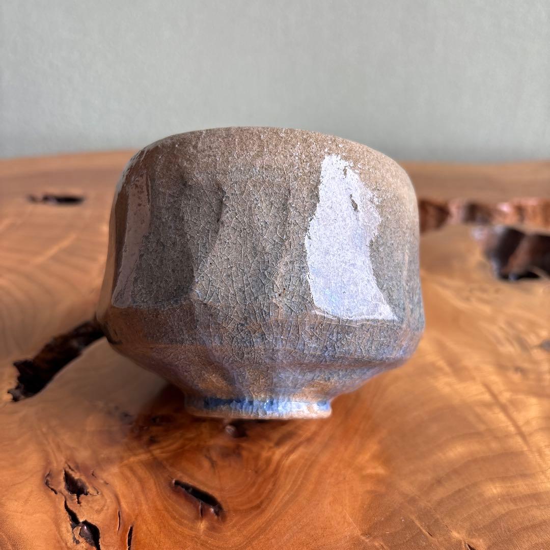 「藍彩茶碗」楽焼 三代 昭楽造 抹茶碗 茶道具 共箱（169Dc)