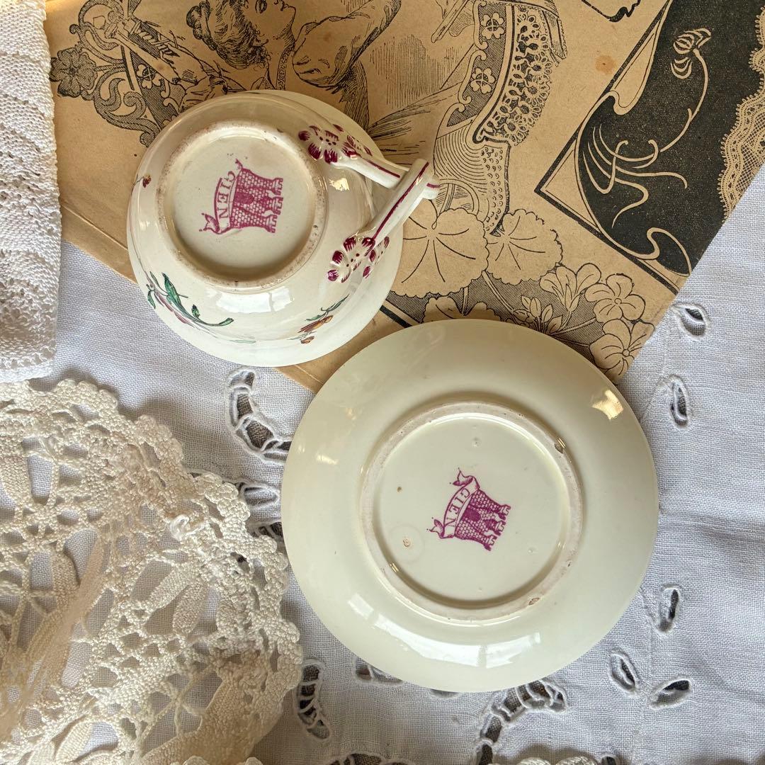 Gien フランス　ピンク　アンティーク　b 多色刷り　c&s 勿忘草