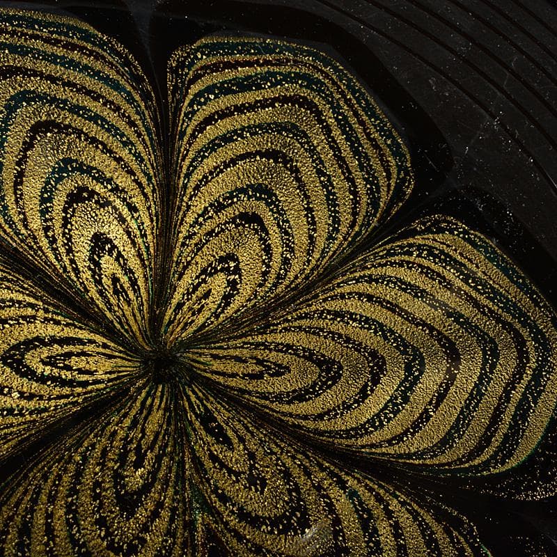 ガラス工芸　岩田久利作　華文　皿　共箱　V　R7043