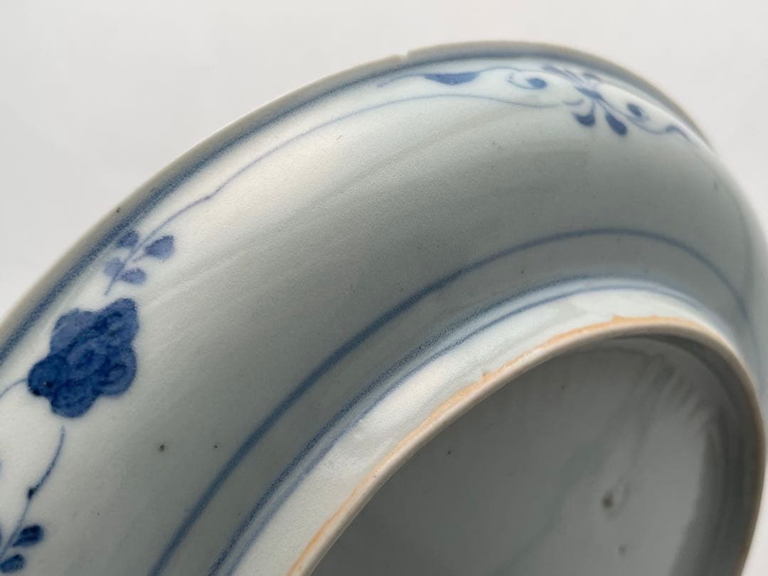 骨董　アンティーク　藍柿右衛門　桐鳳凰文様　六寸皿　丸皿　中皿　古伊万里　藍九谷