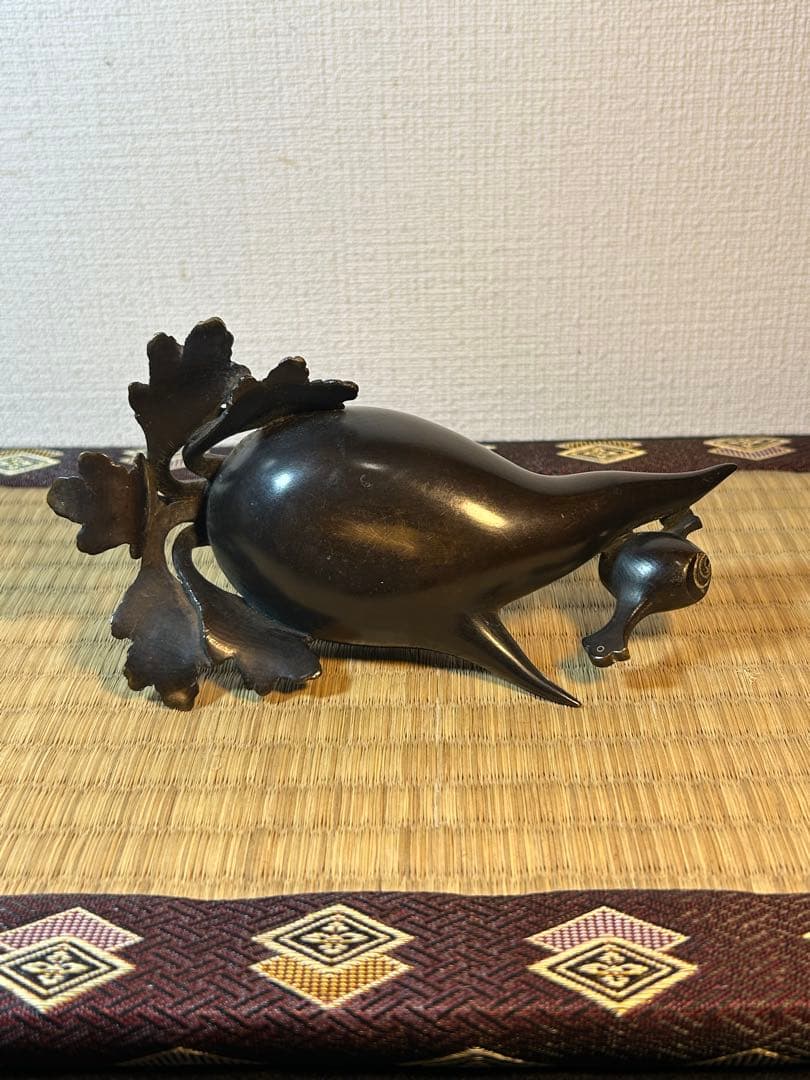 銅製置物　 鼠　大根　小槌 《鼠大根食う→恵比寿・大黒》