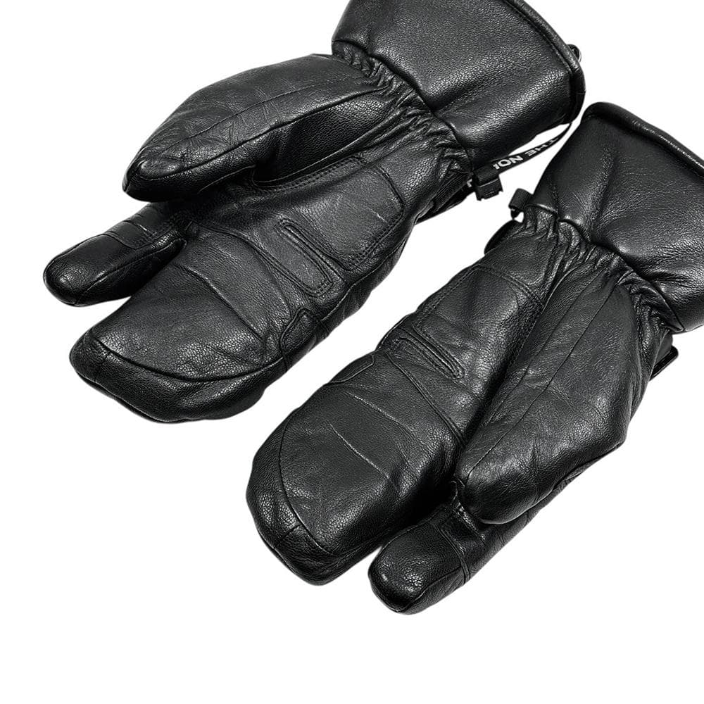 美品 THE NORTH FACE 3フィンガー 本革 レザー グローブ 黒S