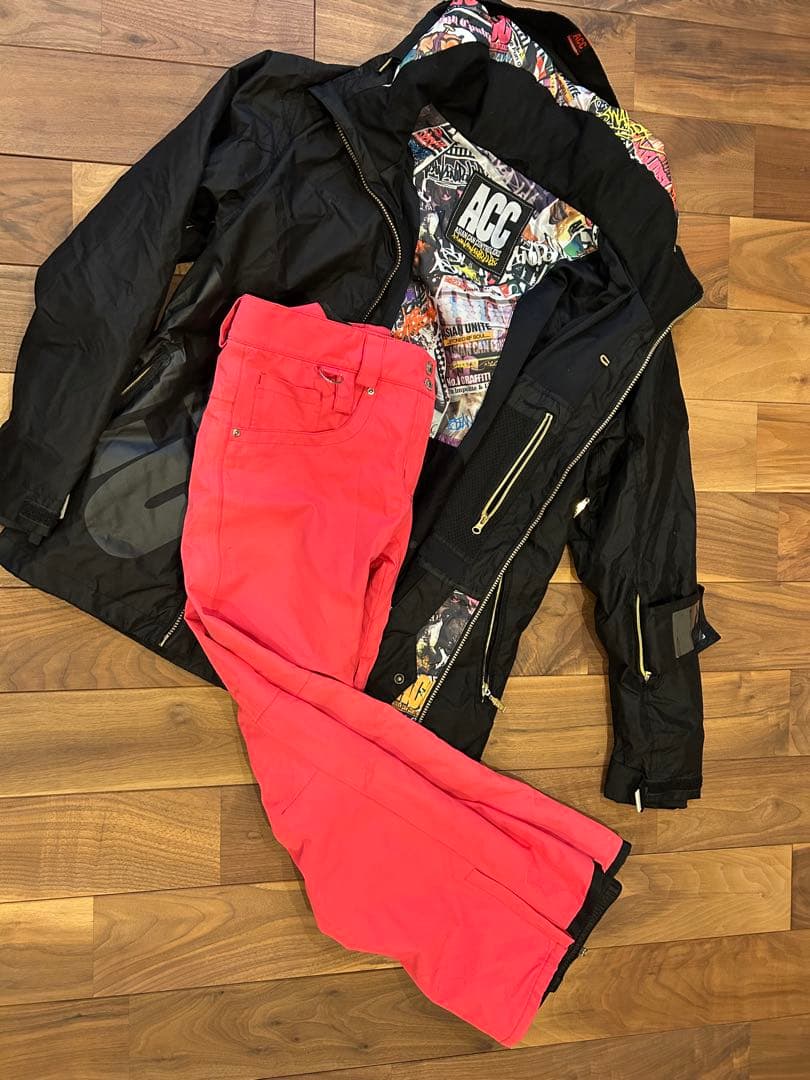 スノボウェア 上下セット メンズ ACC 黒 ピンク 派手 オシャレ