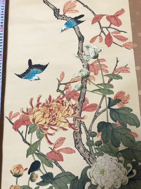 日本画家春草 掛軸 肉筆保証　木箱付