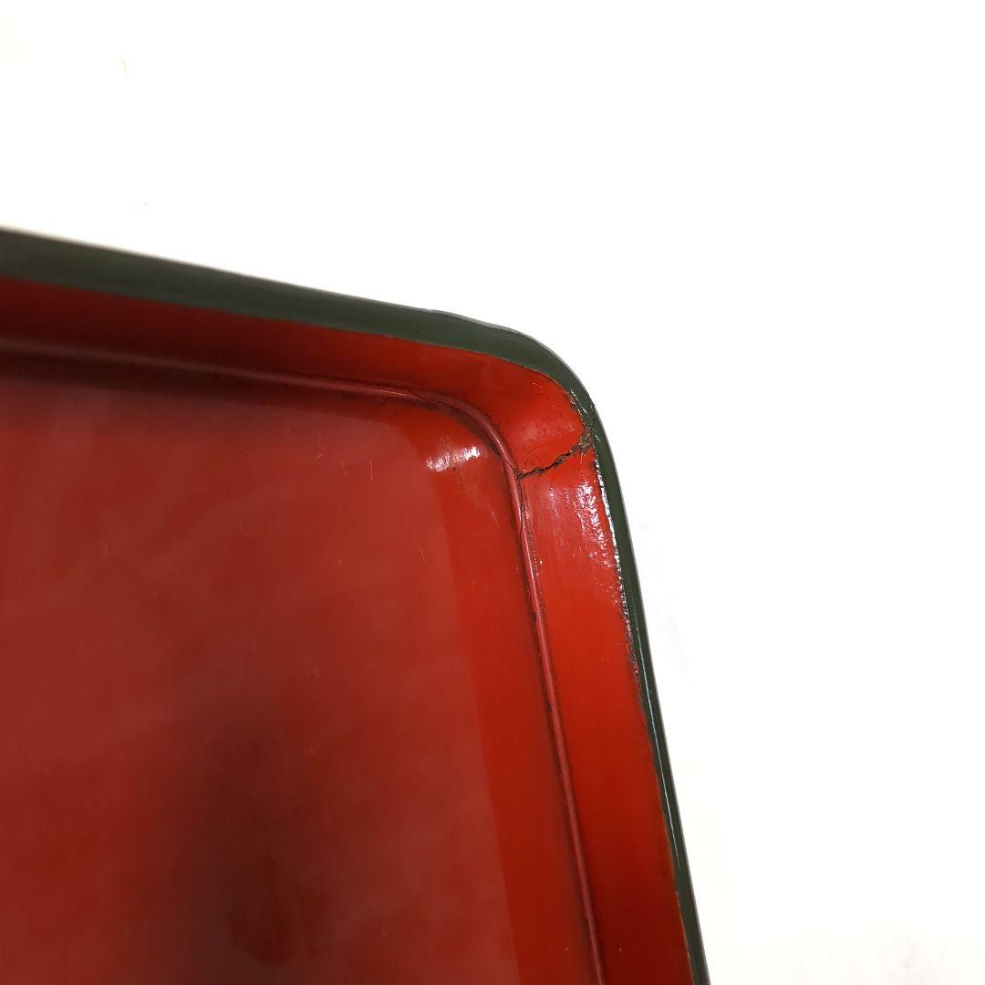 木製 漆器 緑内朱 脚付会席膳 10客セット 江戸時代後期 骨董品 黒漆木箱付き