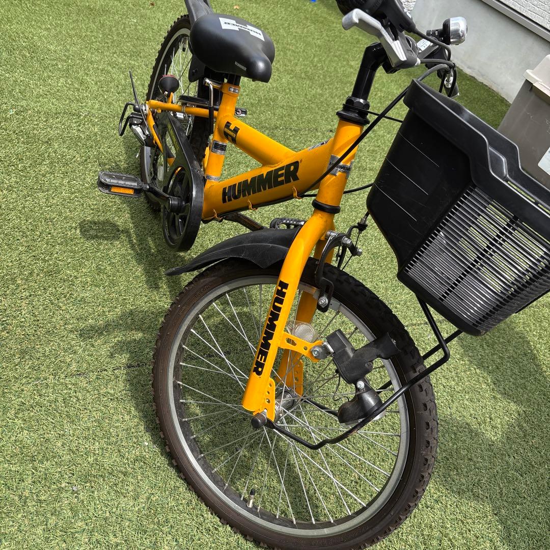 HUMMER 子供用自転車 イエロー 前カゴ付き