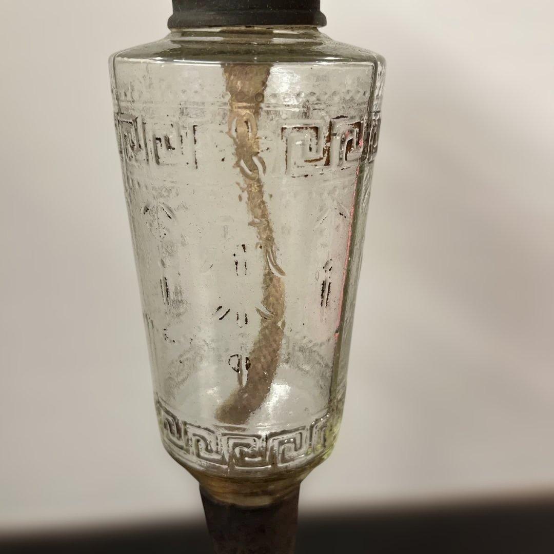 ガラス　エンボス　オイルランプ　フリルホヤ　送料無料