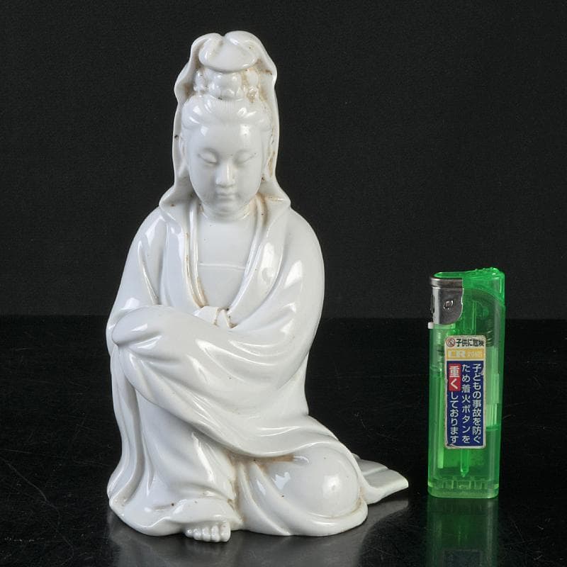中国　徳化窯　白磁　観音像　仏像　置物　M　R9085