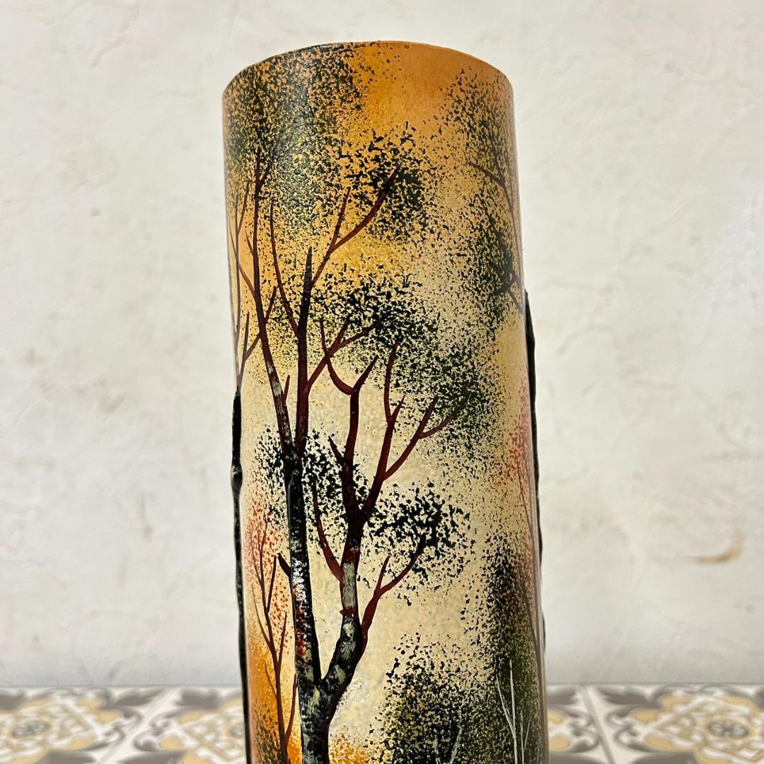 ドームナンシー 筒型　花瓶　高さ22cm 被せガラス　アンテルカレール　幹立体