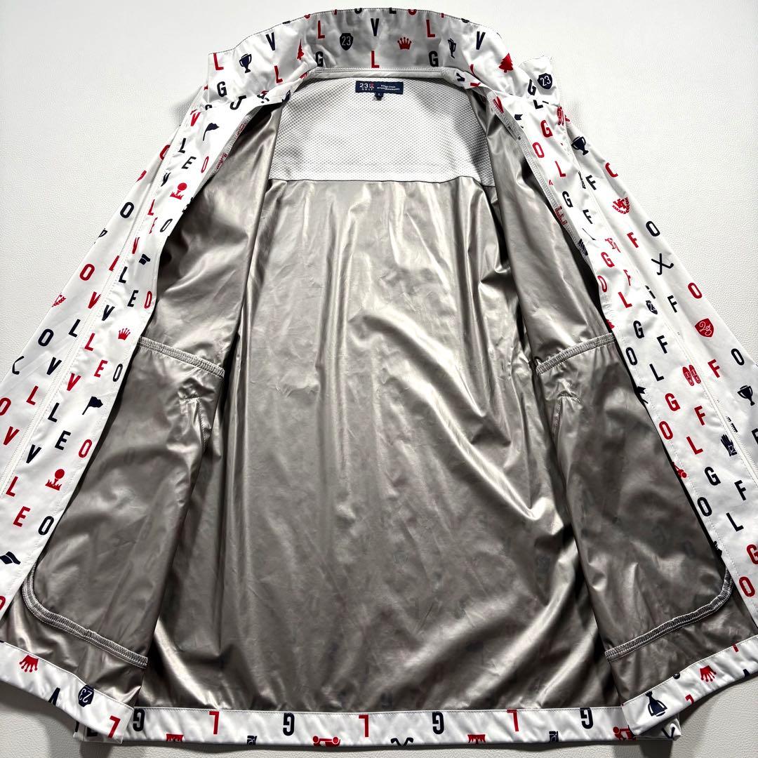 未使用級 L 23区ゴルフ 蓄熱 総柄 ジップアップジャケット ゴルフ