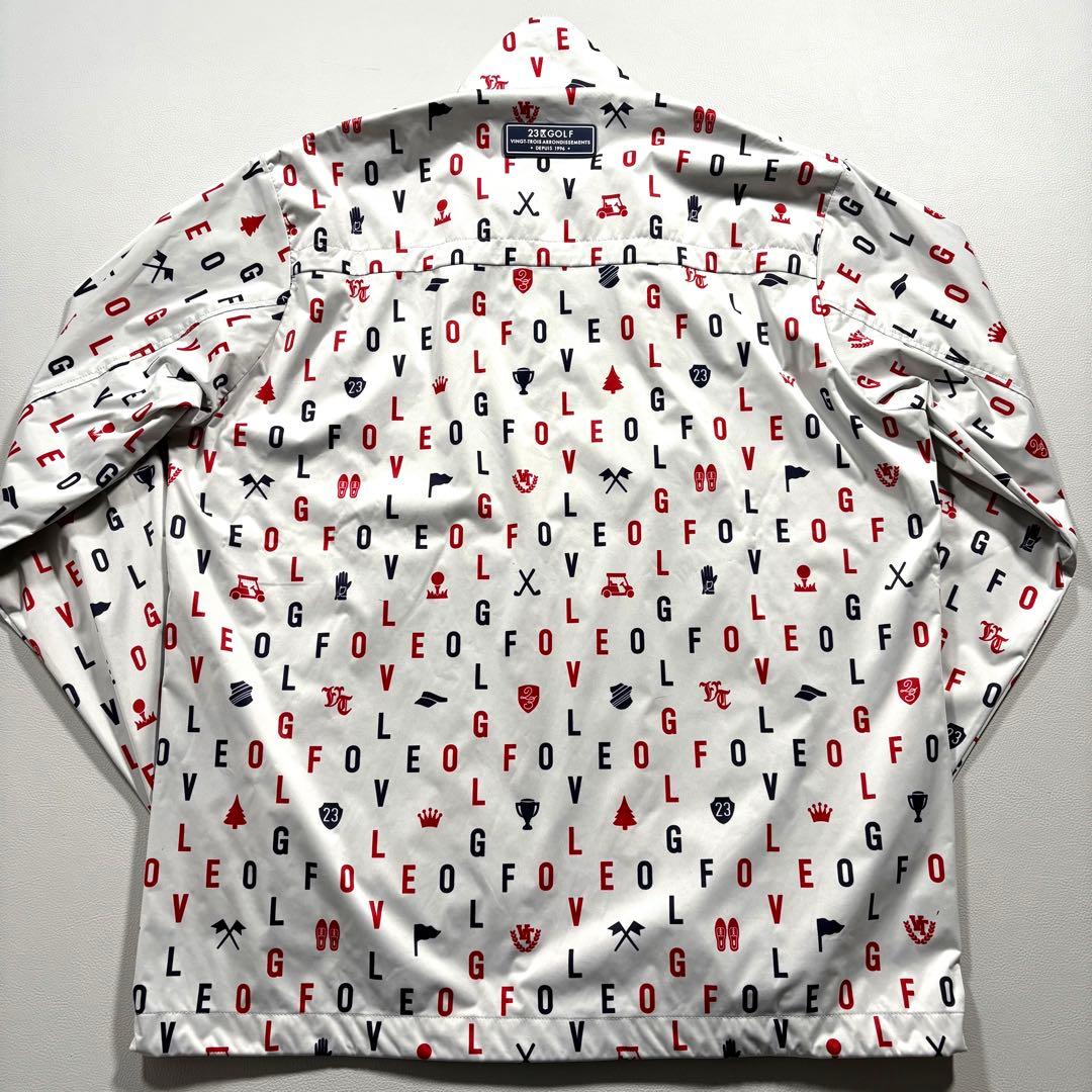 未使用級 L 23区ゴルフ 蓄熱 総柄 ジップアップジャケット ゴルフ