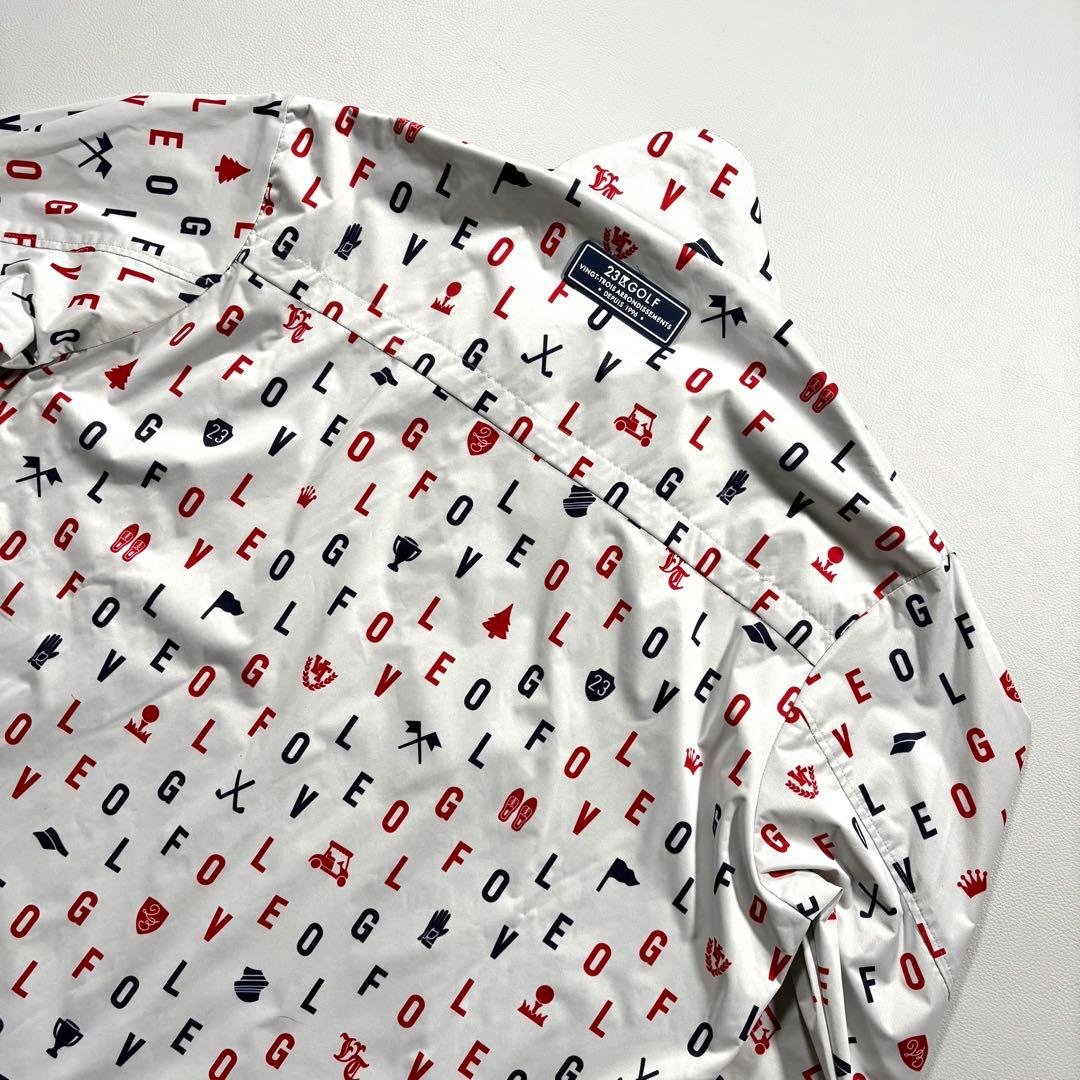 未使用級 L 23区ゴルフ 蓄熱 総柄 ジップアップジャケット ゴルフ